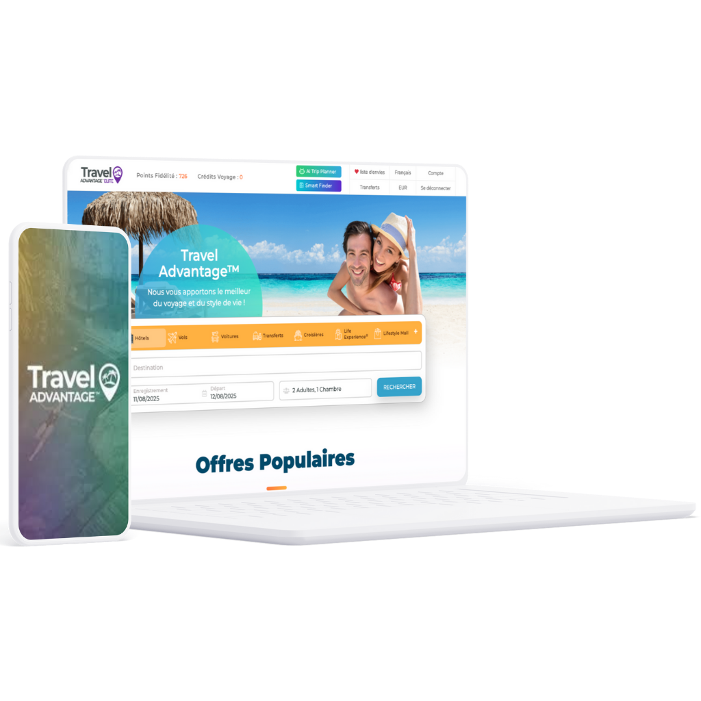 La plateforme Travel Advantage sur ordinateur et mobile