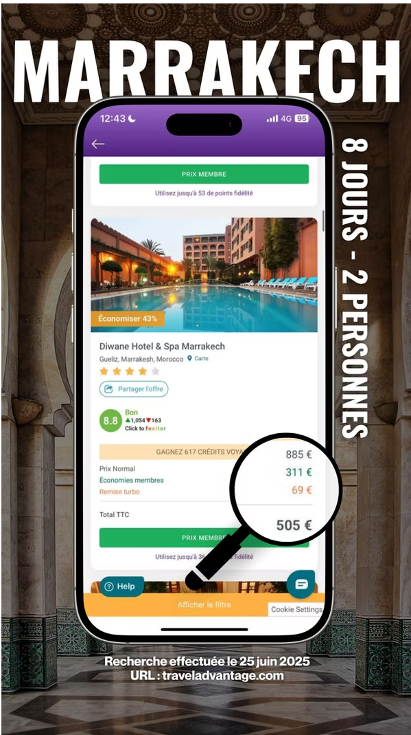 Marrakech - 8 jours, 2 personnes : 885 € → 505 €