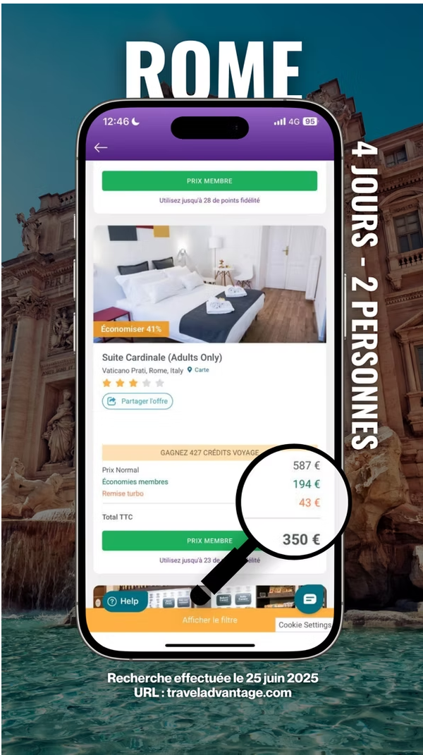 Rome - 4 jours, 2 personnes : 587 € → 350 €